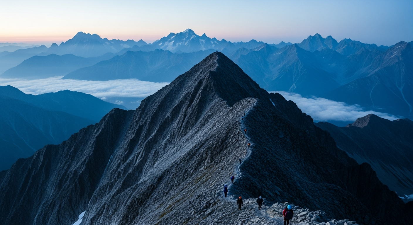 Mountain ridgeline at dawn