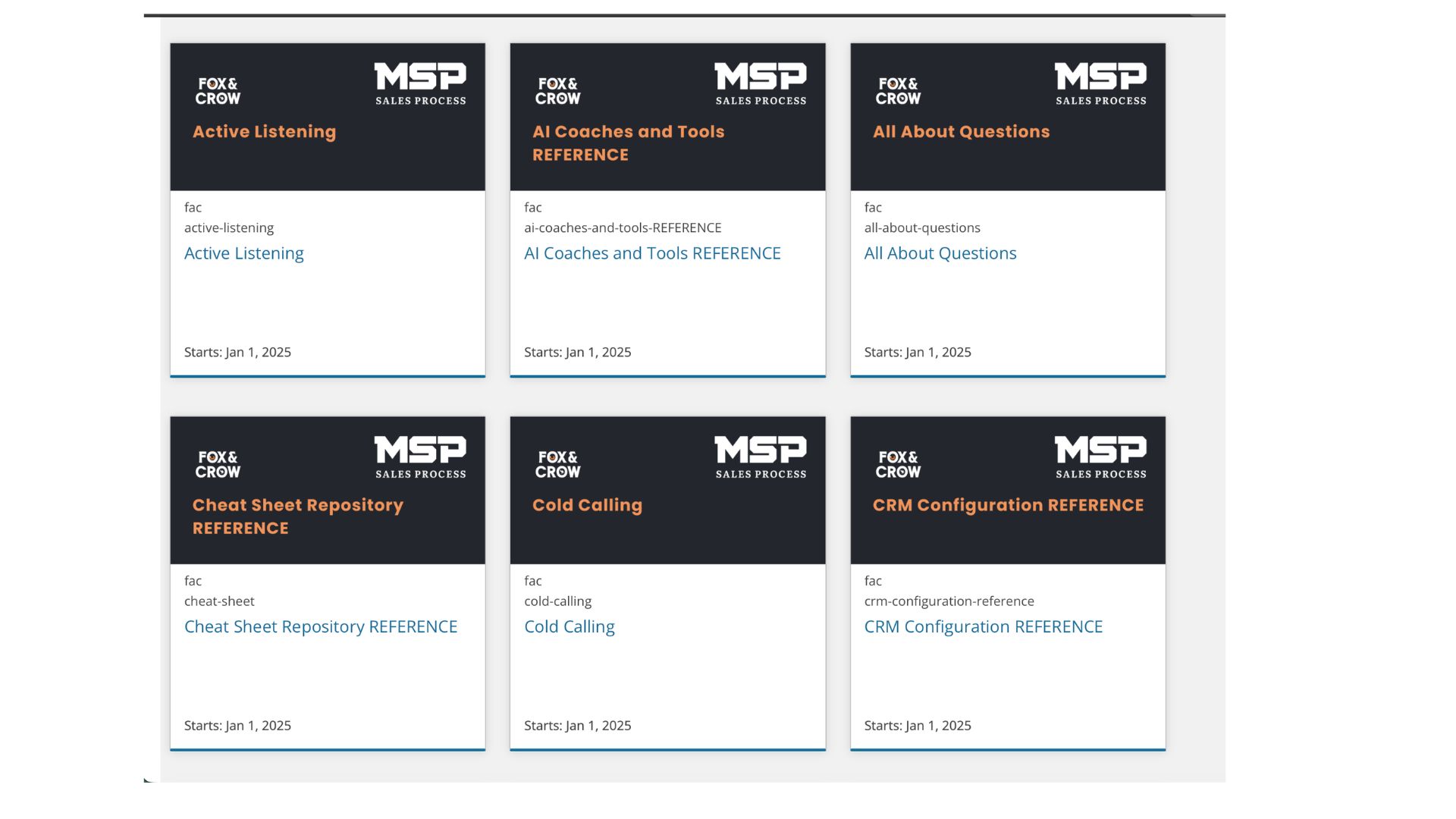 MSP Sales Process LMS training course library